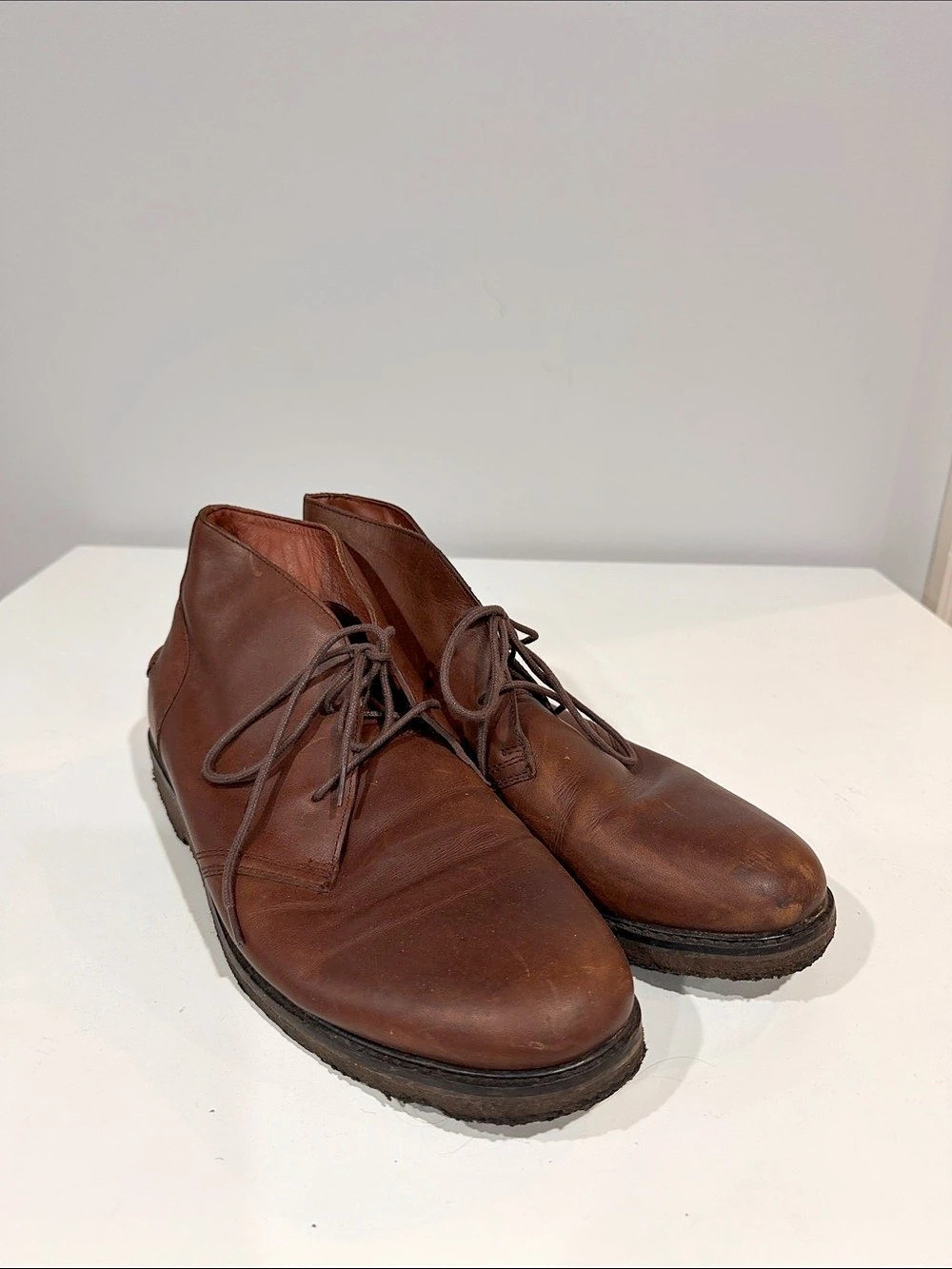 Polo Ralph Lauren Men's Brown Leather Lace-Up Boots 12